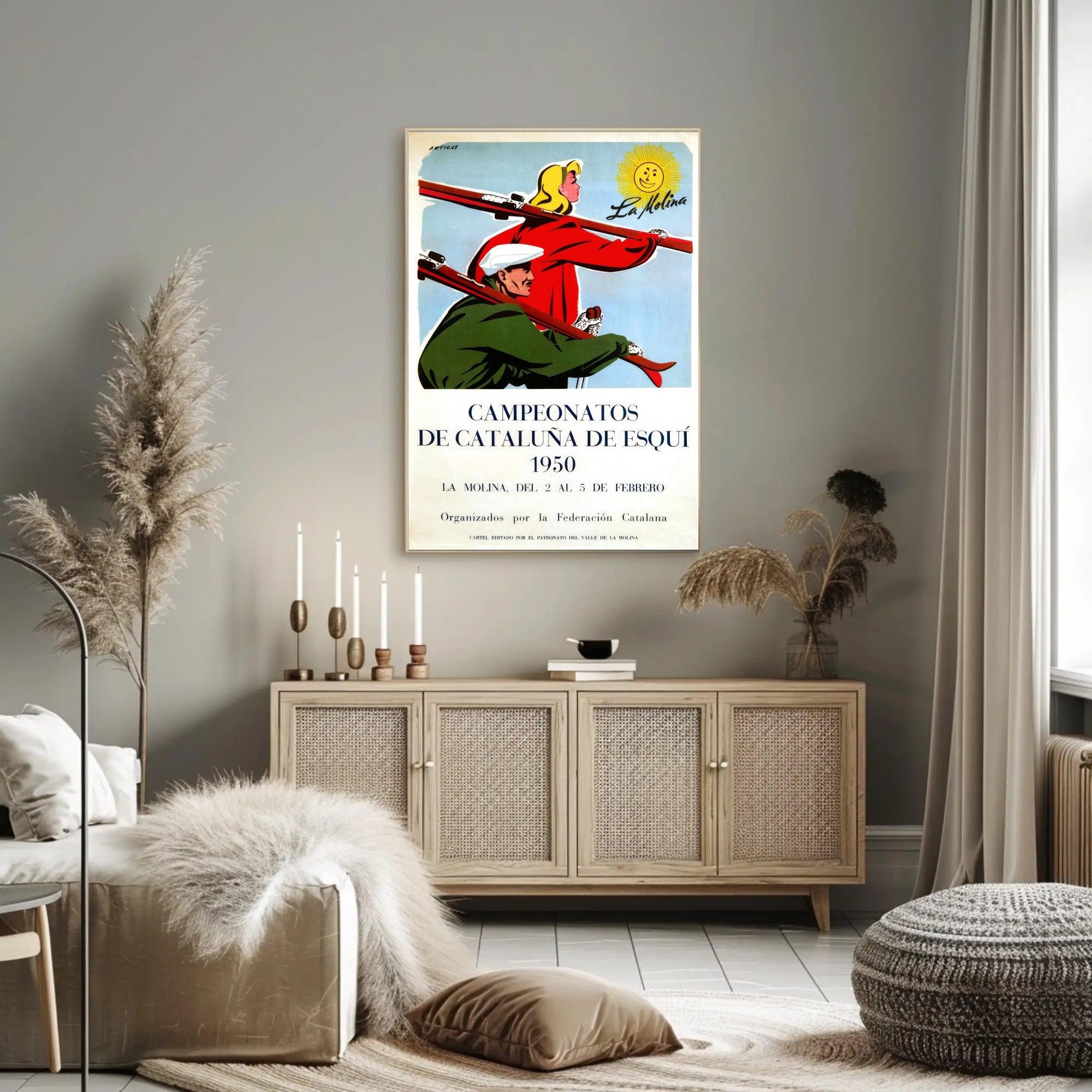 1950 Catalonia Ski Championships Vintage Poster Art Print PosterGoat