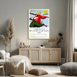 1950 Catalonia Ski Championships Vintage Poster Art Print PosterGoat