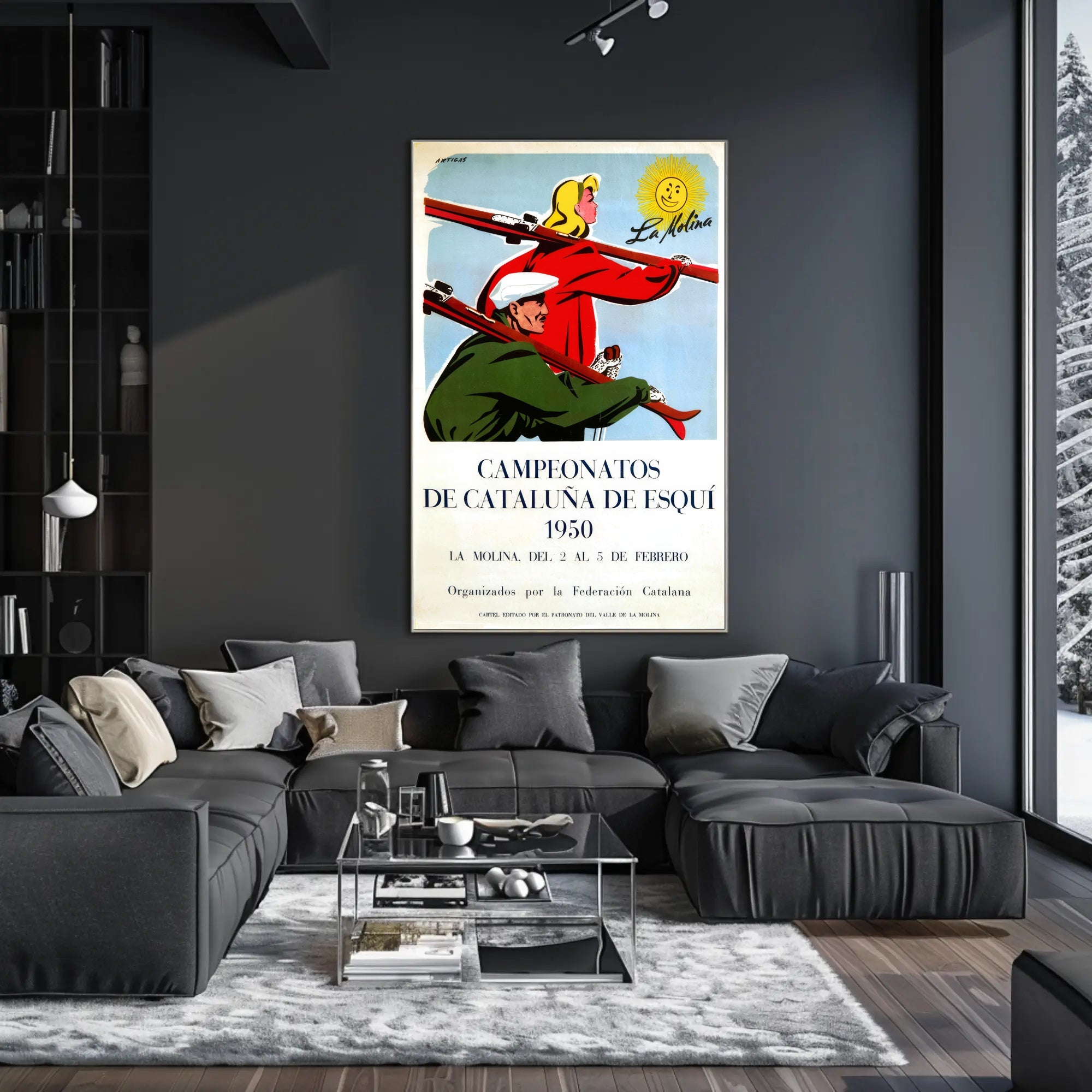 1950 Catalonia Ski Championships Vintage Poster Art Print PosterGoat