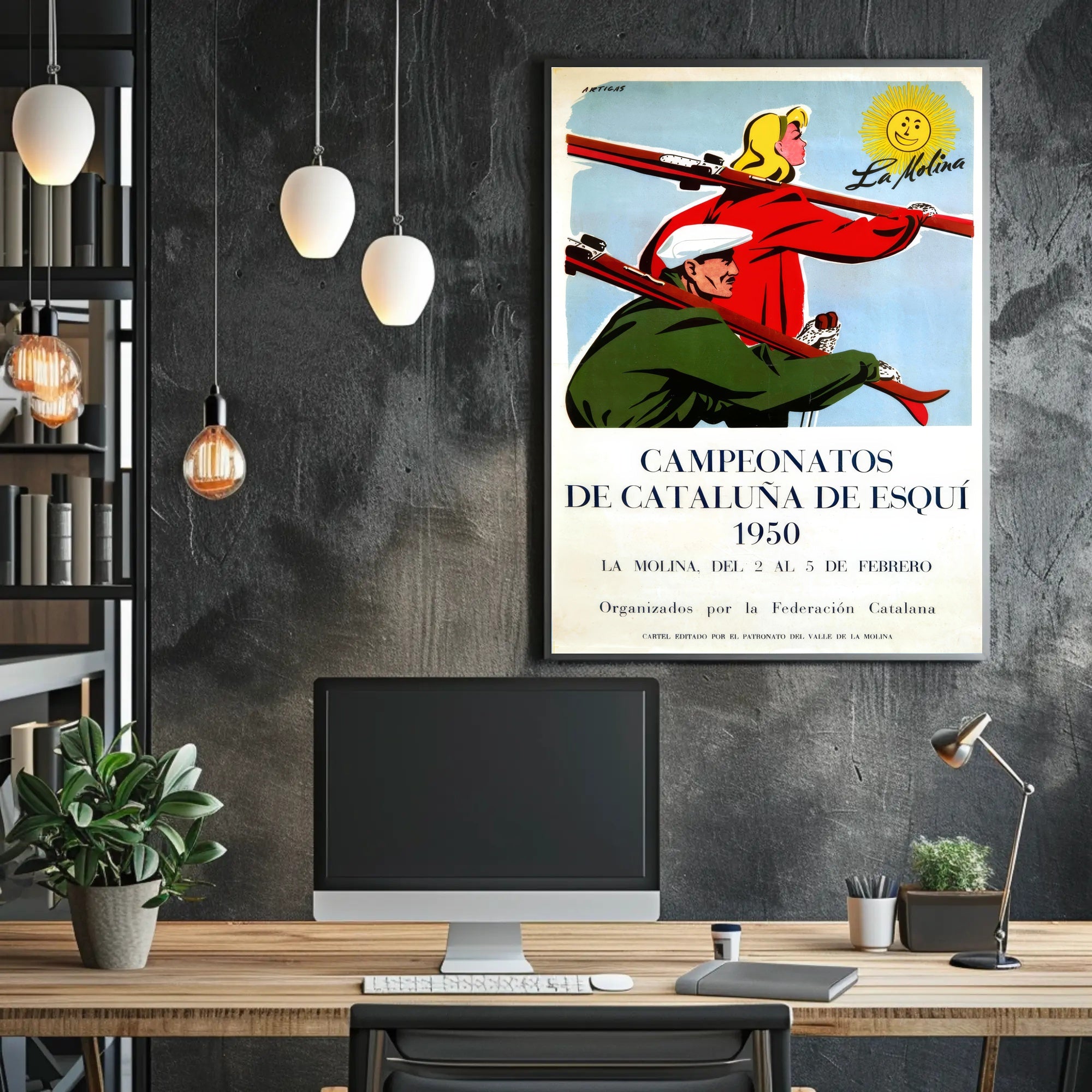 1950 Catalonia Ski Championships Vintage Poster Art Print PosterGoat