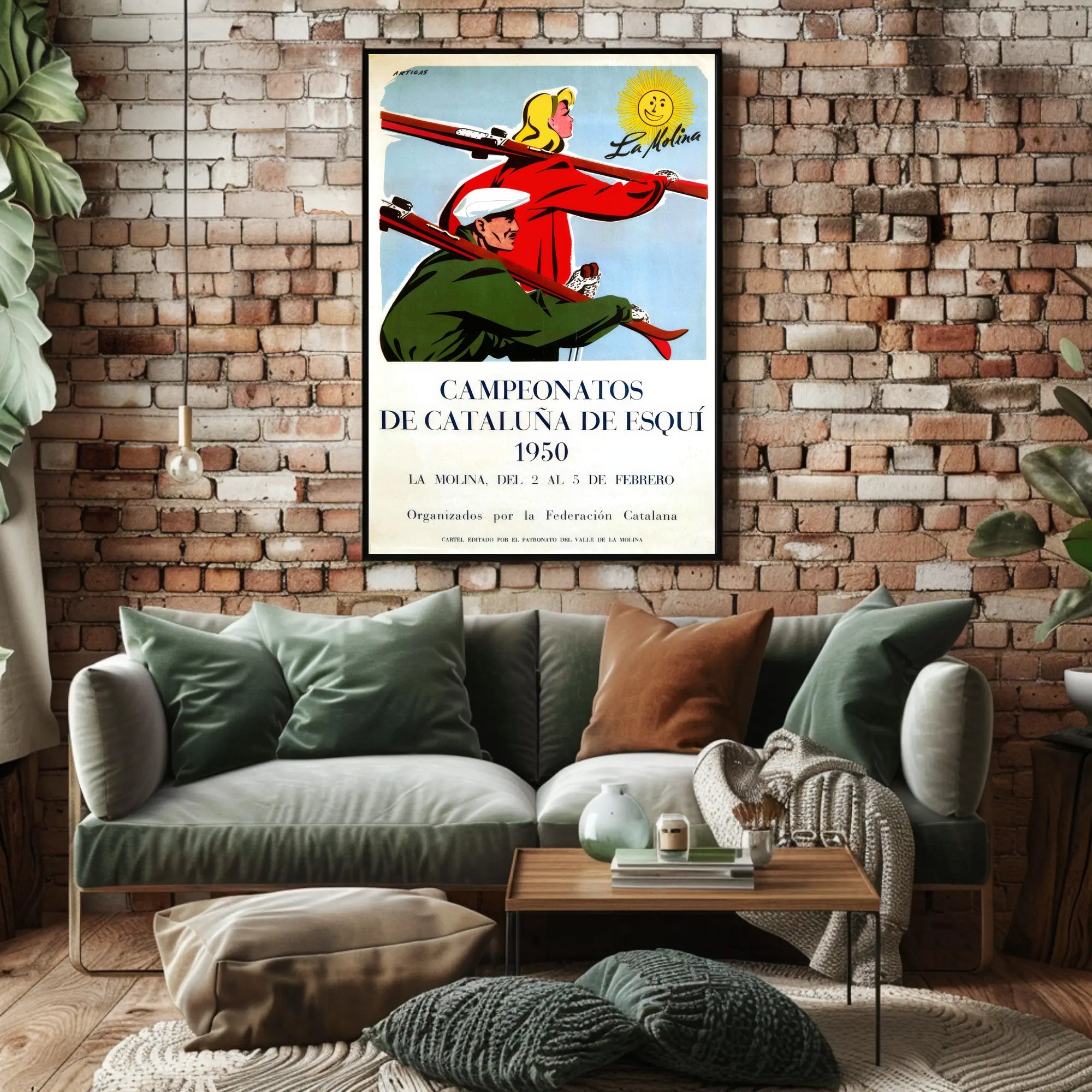 1950 Catalonia Ski Championships Vintage Poster Art Print PosterGoat