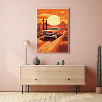 1950s Classic Car Desert Adventure Wall Art Print PosterGoat