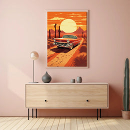 1950s Classic Car Desert Adventure Wall Art Print PosterGoat