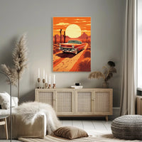 1950s Classic Car Desert Adventure Wall Art Print PosterGoat