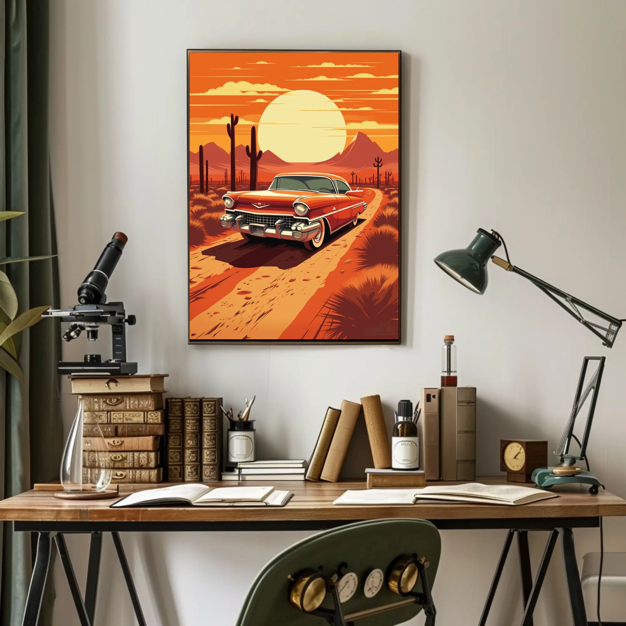 1950s Classic Car Desert Adventure Wall Art Print PosterGoat