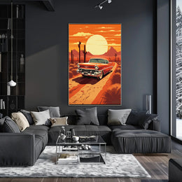 1950s Classic Car Desert Adventure Wall Art Print PosterGoat