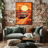 1950s Classic Car Desert Adventure Wall Art Print PosterGoat