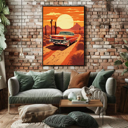 1950s Classic Car Desert Adventure Wall Art Print PosterGoat