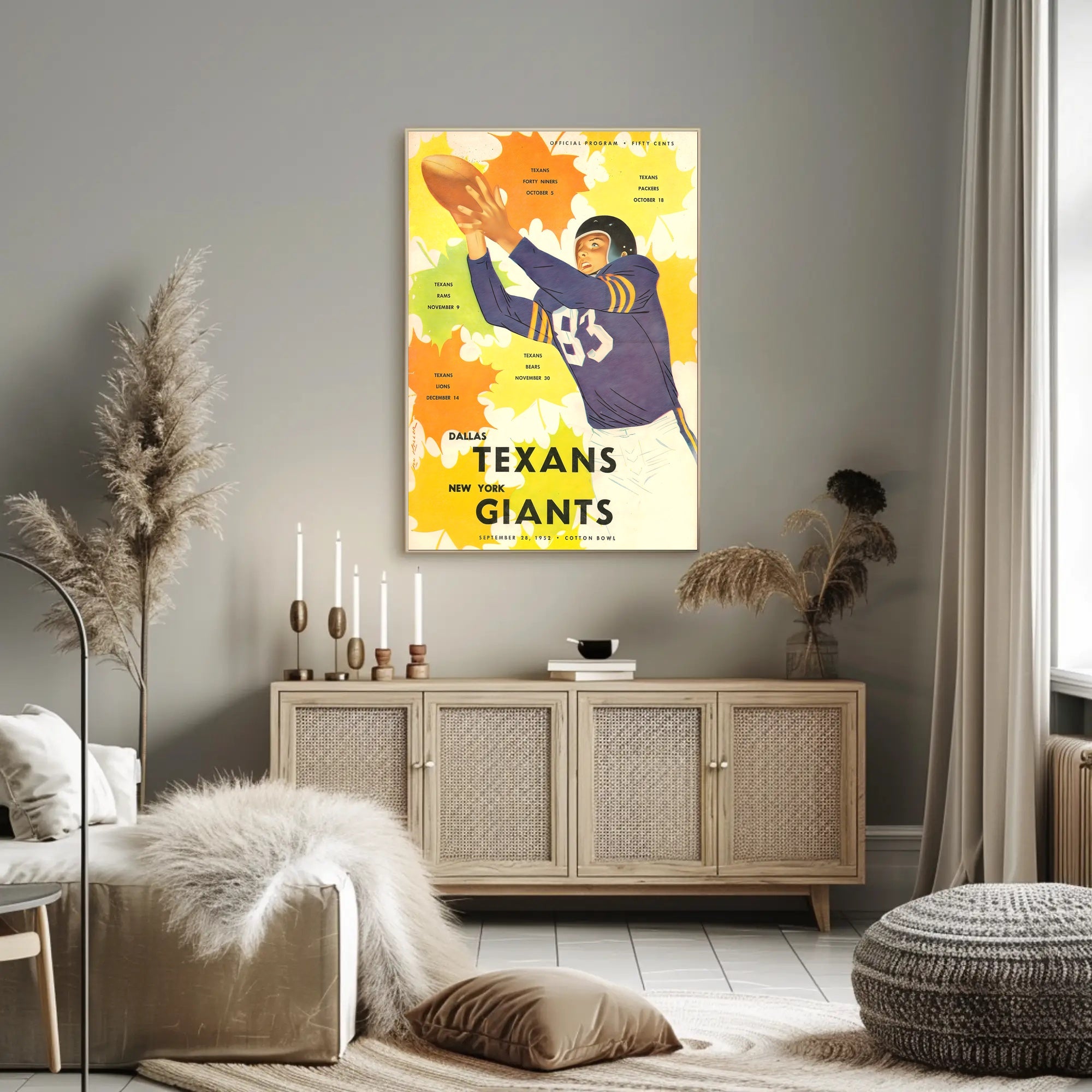 1952 Dallas Texans Vintage Football Poster Art Print PosterGoat