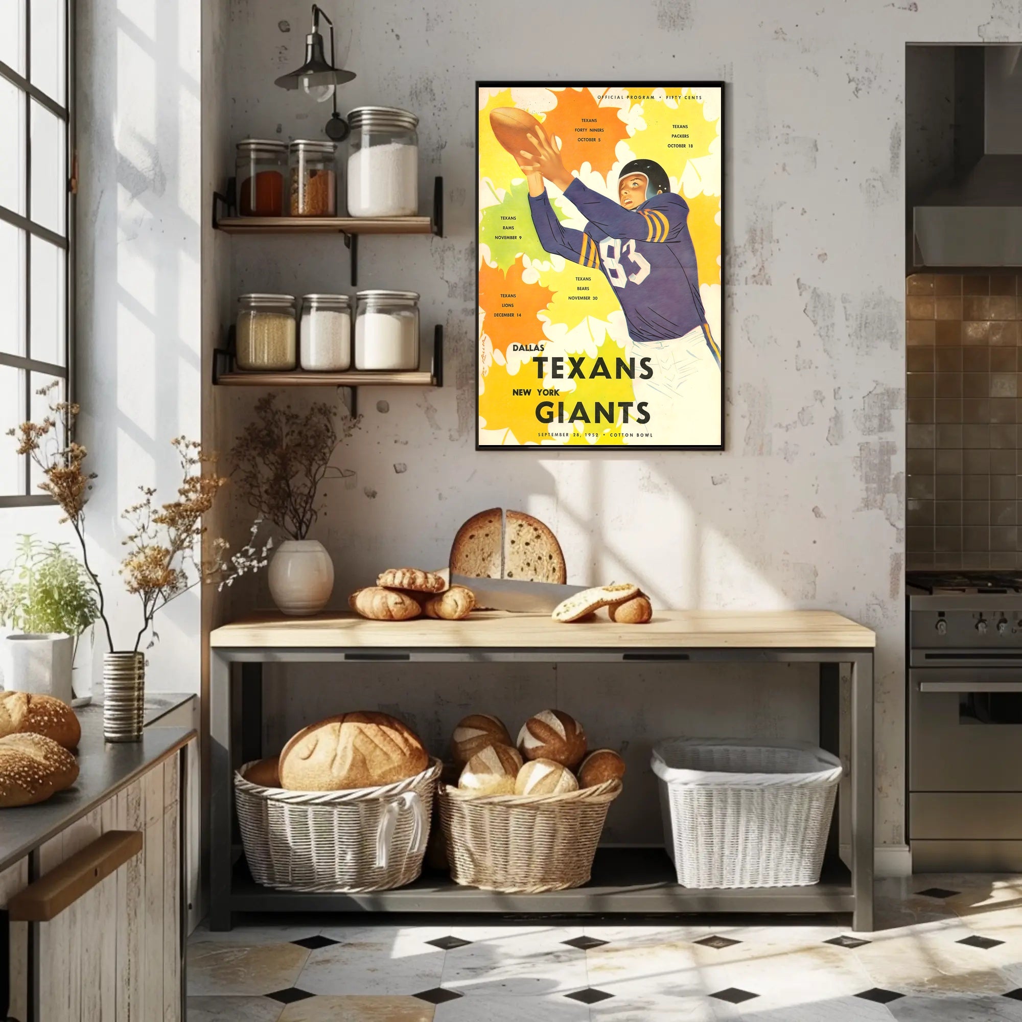 1952 Dallas Texans Vintage Football Poster Art Print PosterGoat