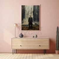19th Century Man and Waterfall Historical Poster for Unique Decor PosterGoat