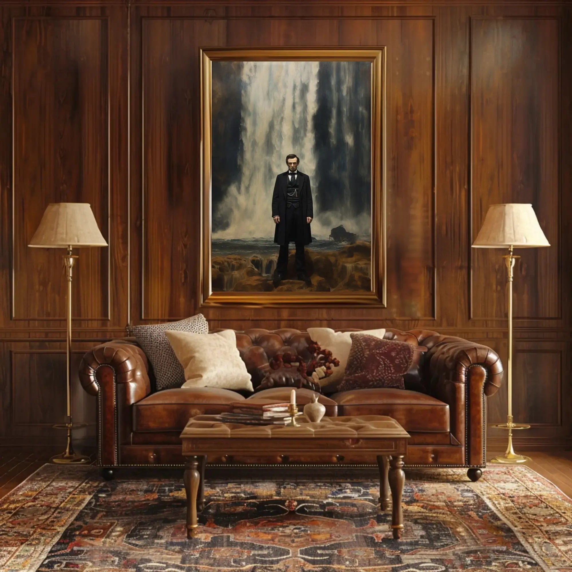 19th Century Man and Waterfall Historical Poster for Unique Decor PosterGoat