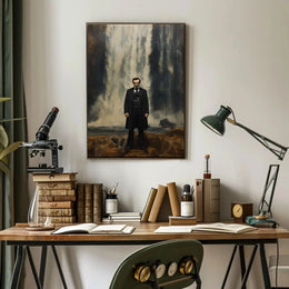 19th Century Man and Waterfall Historical Poster for Unique Decor PosterGoat