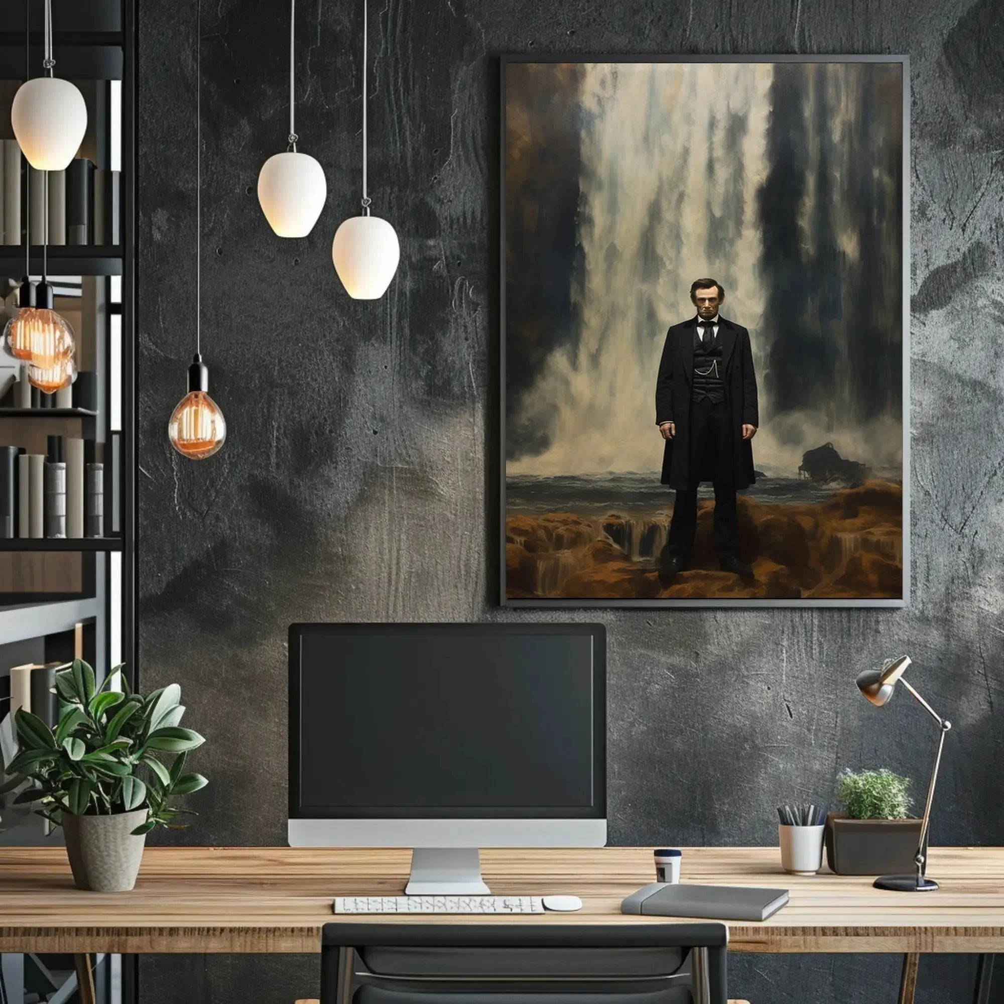 19th Century Man and Waterfall Historical Poster for Unique Decor PosterGoat