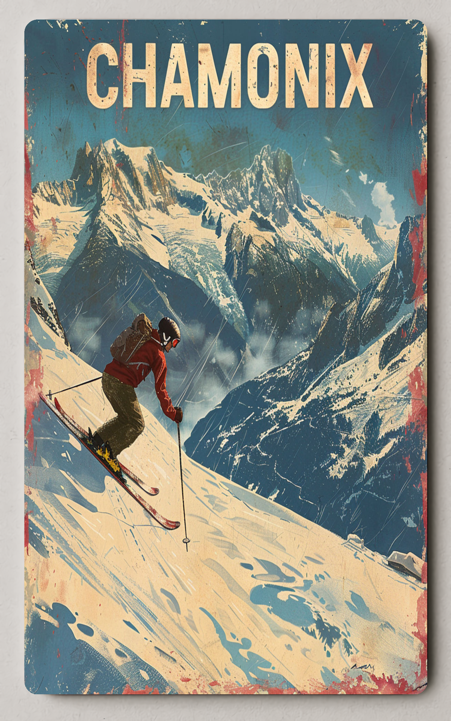 Chamonix Alps Adventure Vintage Trading Card PosterGoat