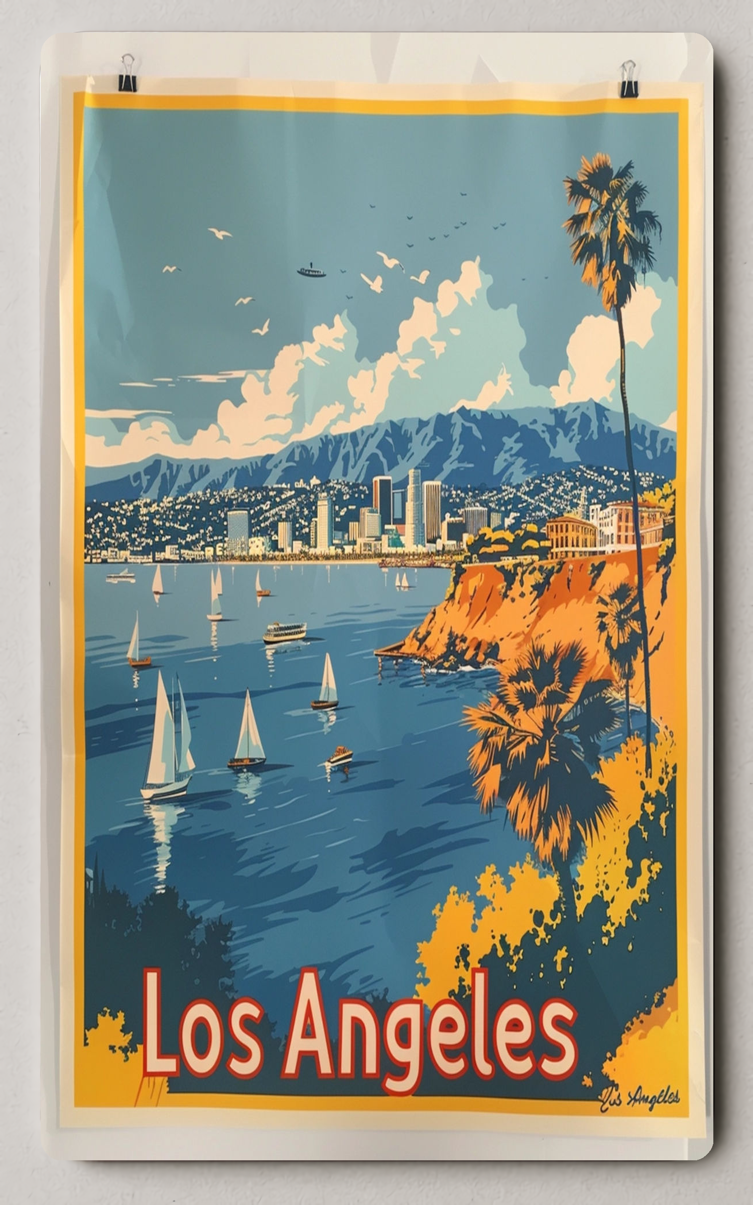 Los Angeles Coastal Scene Vibrant Trading Card PosterGoat