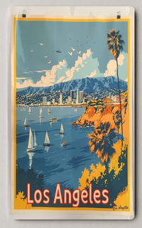 Los Angeles Coastal Scene Vibrant Trading Card PosterGoat