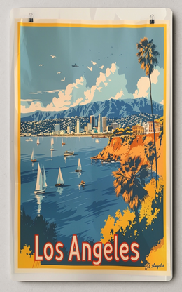 Los Angeles Coastal Scene Vibrant Trading Card PosterGoat