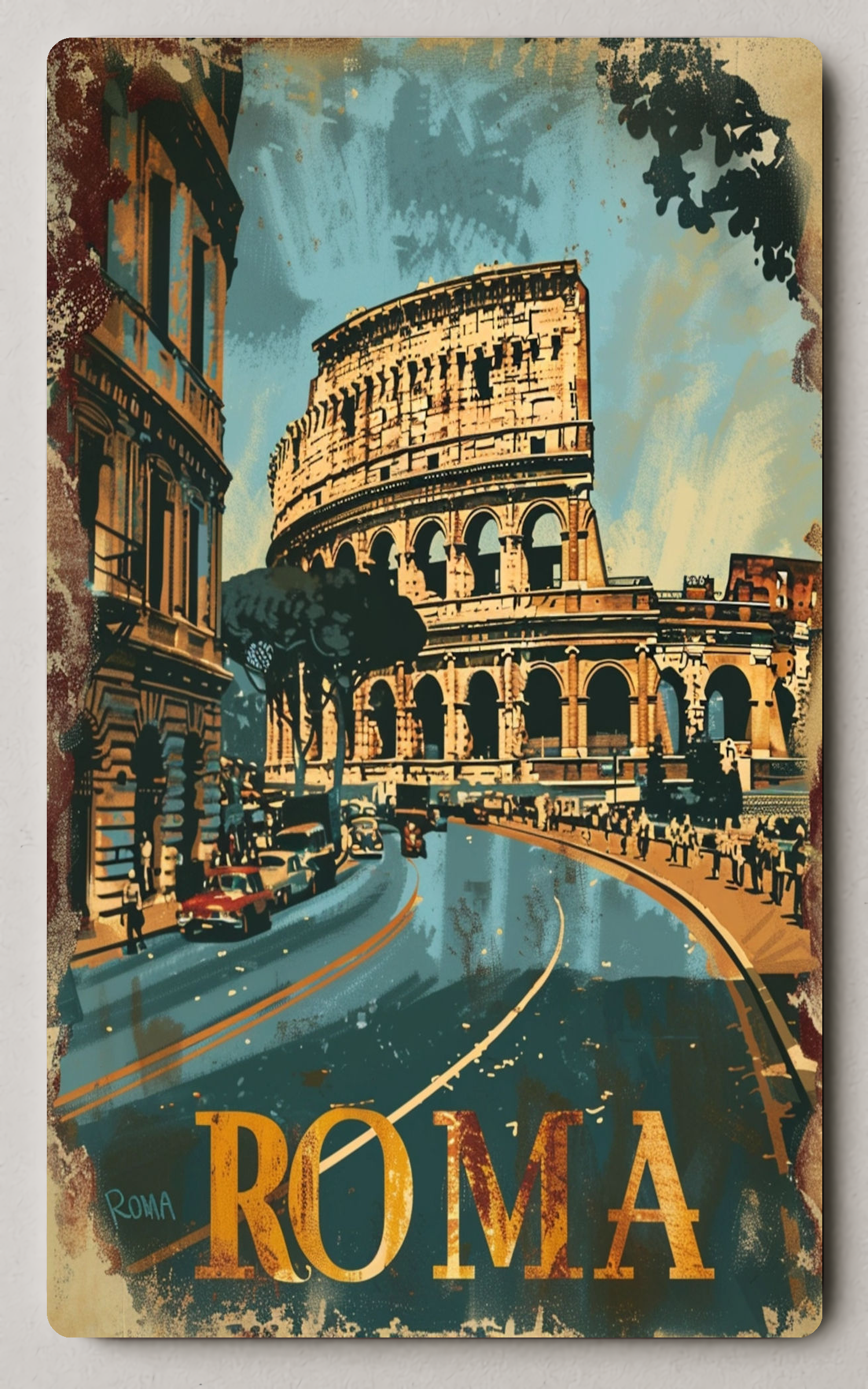 Rome Colosseum Mid Century Urban Trading Card PosterGoat