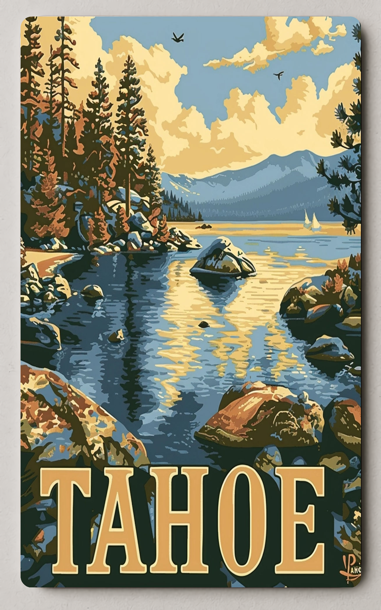 Lake Tahoe Vintage Travel Adventure Trading Card PosterGoat
