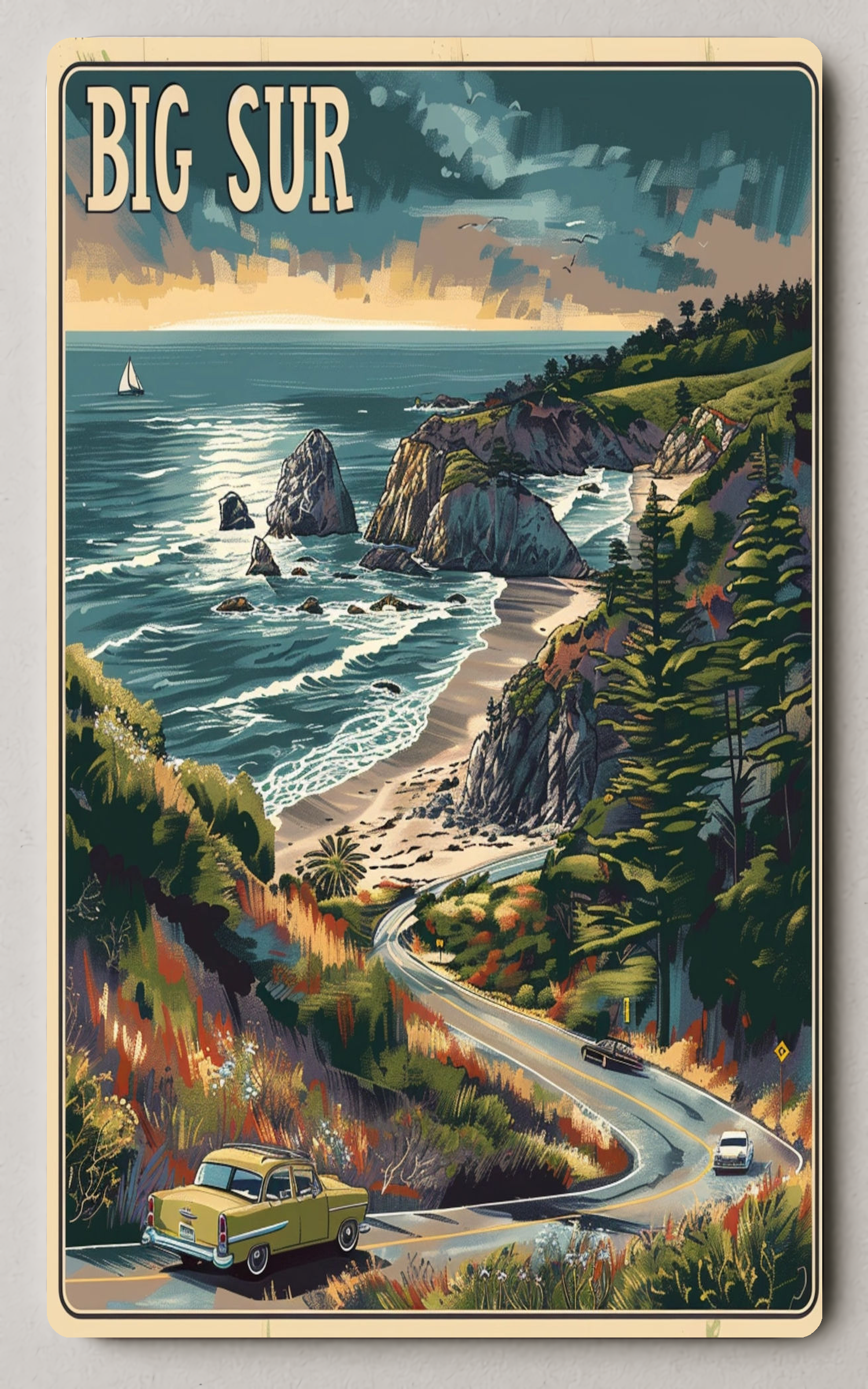 Big Sur Retro Travel Adventure Trading Card PosterGoat
