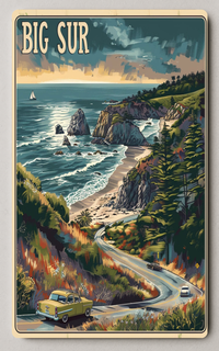 Big Sur Retro Travel Adventure Trading Card PosterGoat