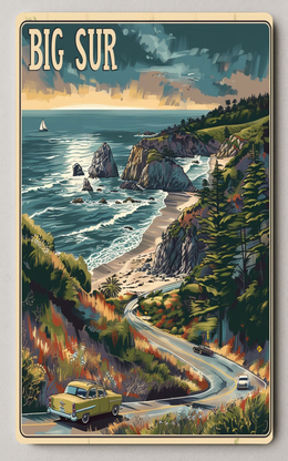 Big Sur Retro Travel Adventure Trading Card PosterGoat