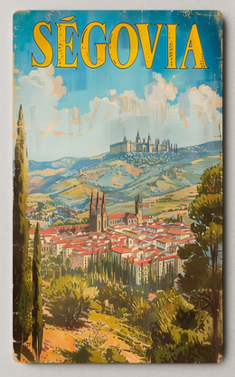 Segovia Vintage Travel Artwork Scenic View Trading Card PosterGoat