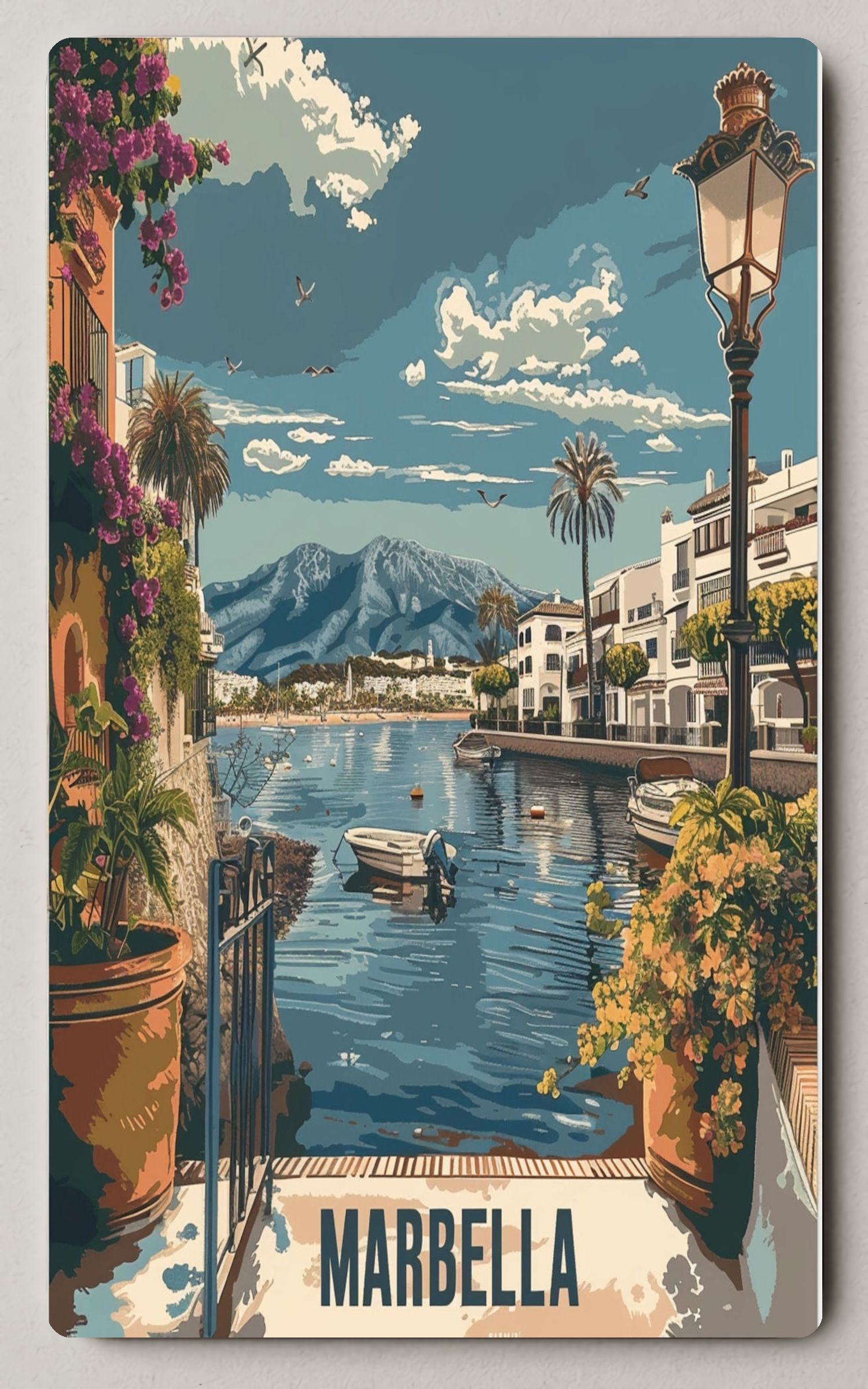 Picturesque Marbella Seaside View Trading Card PosterGoat