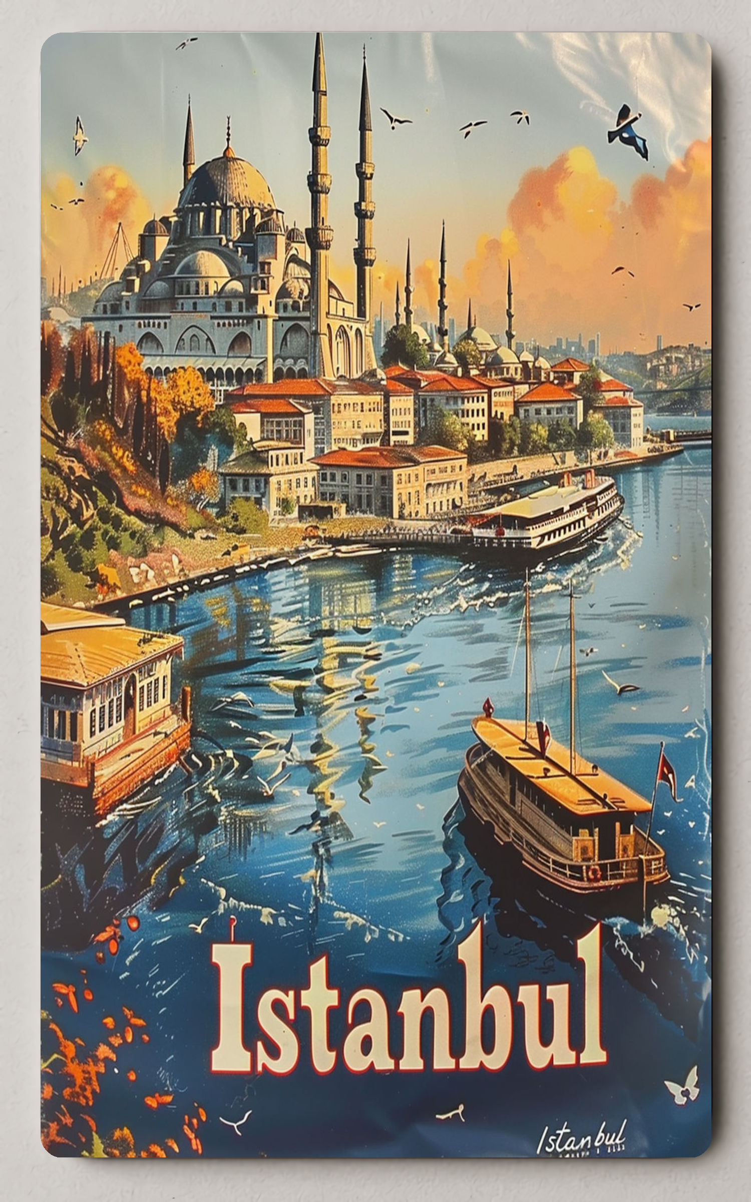 Istanbul Waterfront Sunrise Trading Card PosterGoat
