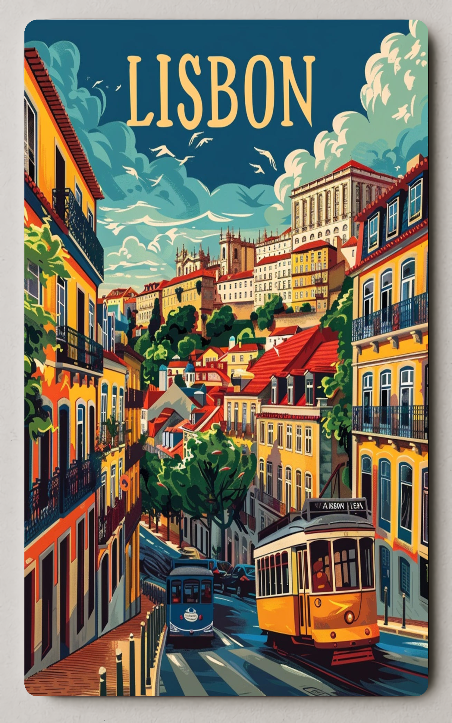 Lisbons Vibrant Charm A Trading Card PosterGoat