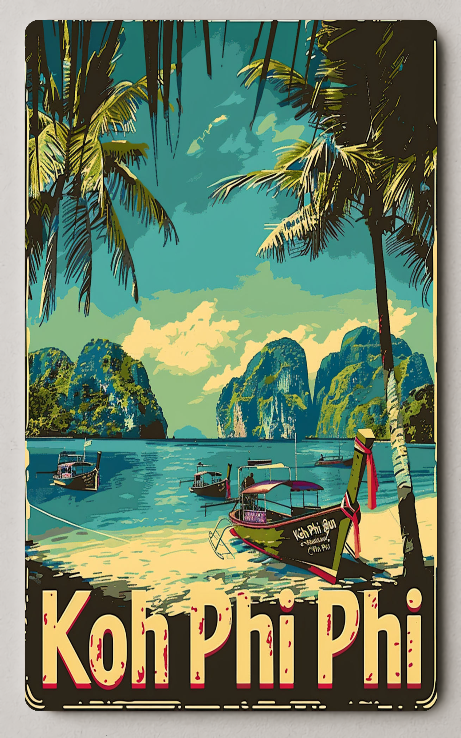 Koh Phi Phi Vintage Tropical Adventure Trading Card PosterGoat