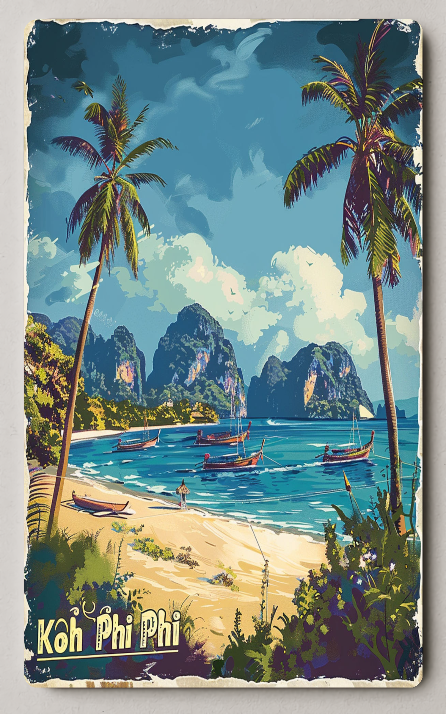 Koh Phi Phi Tropical Scene Vintage Trading Card PosterGoat