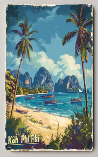 Koh Phi Phi Tropical Scene Vintage Trading Card PosterGoat