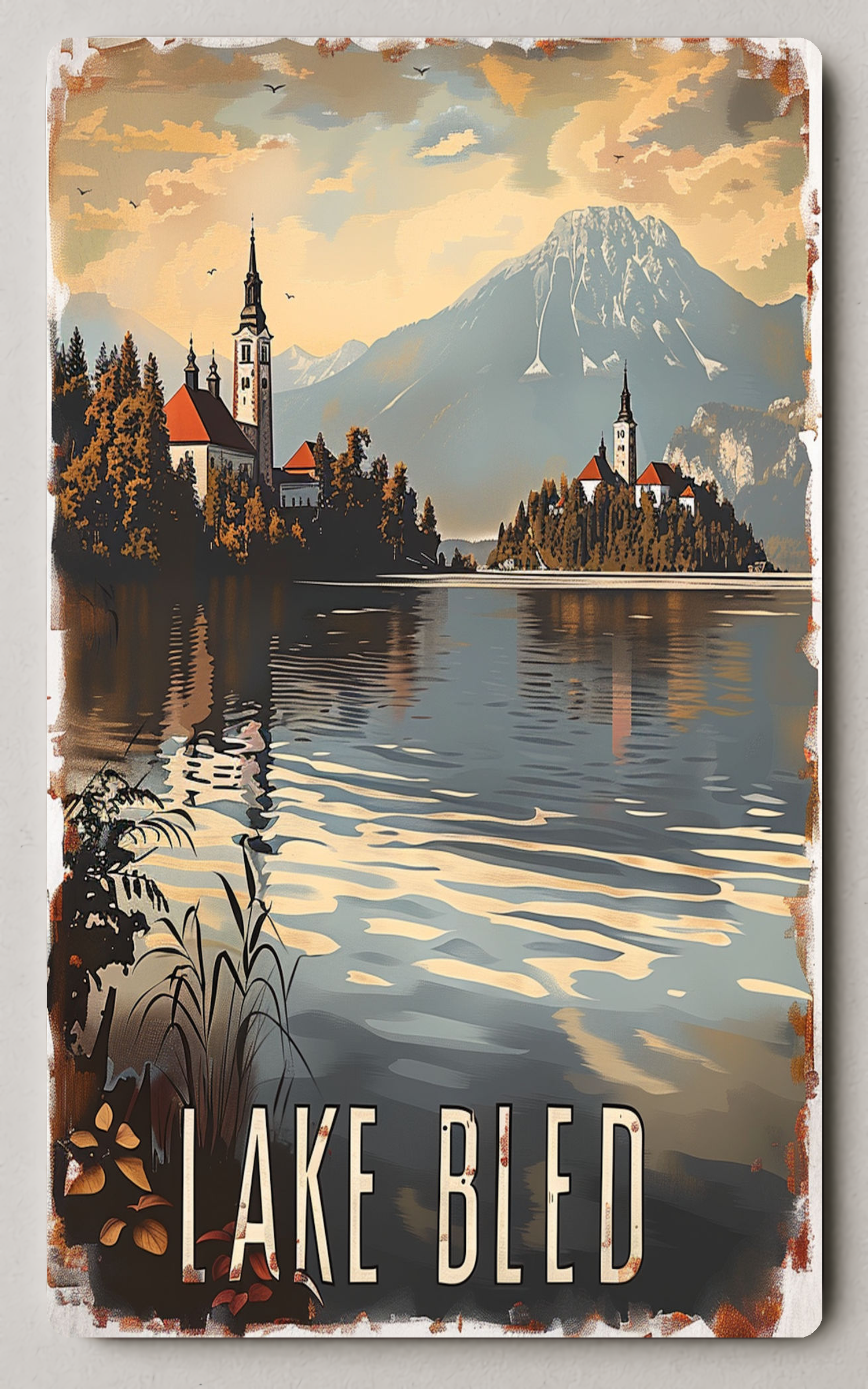 Lake Bled Vintage Trading Card PosterGoat