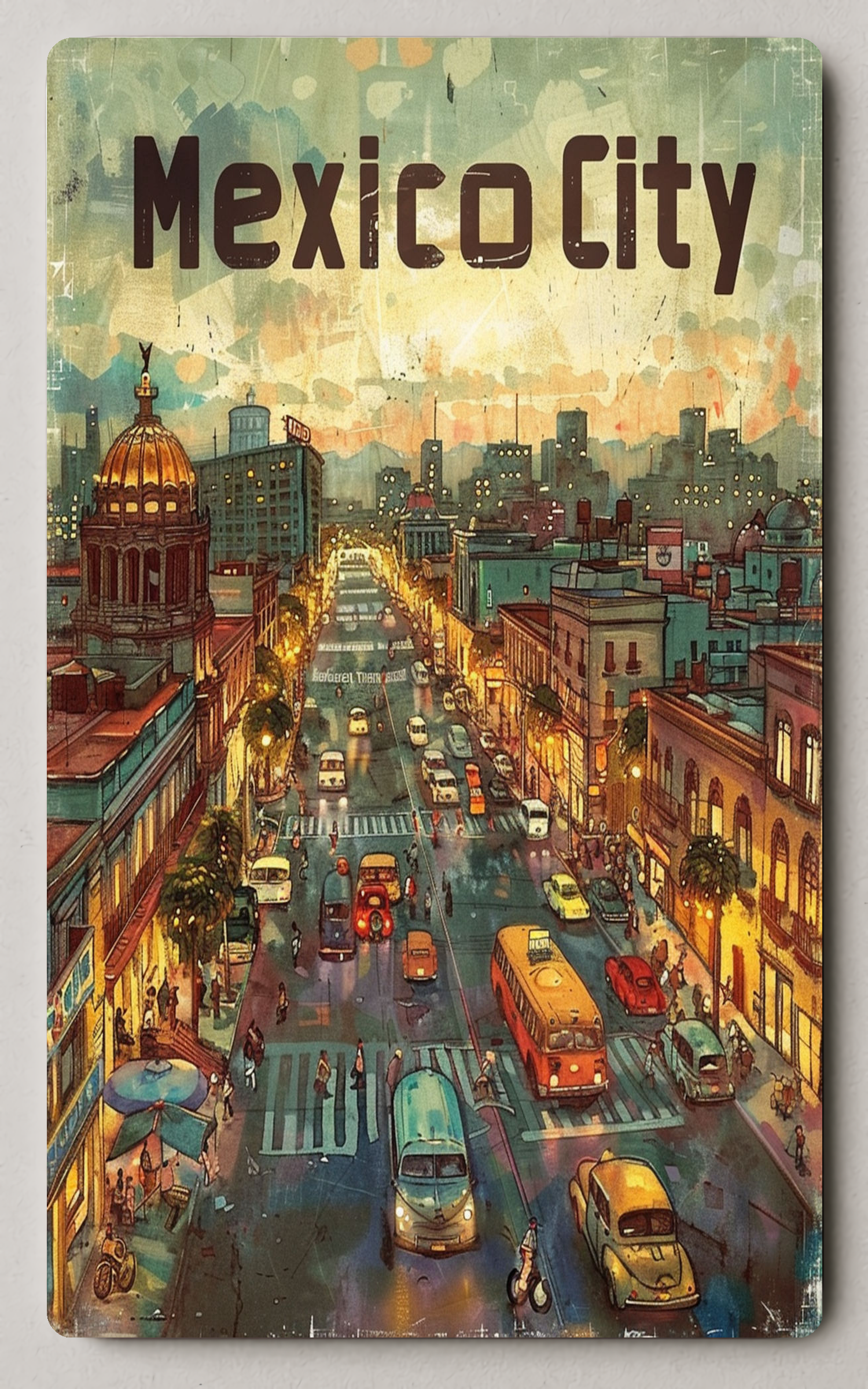 Mexico City Vibrant Street Cityscape Trading Card PosterGoat