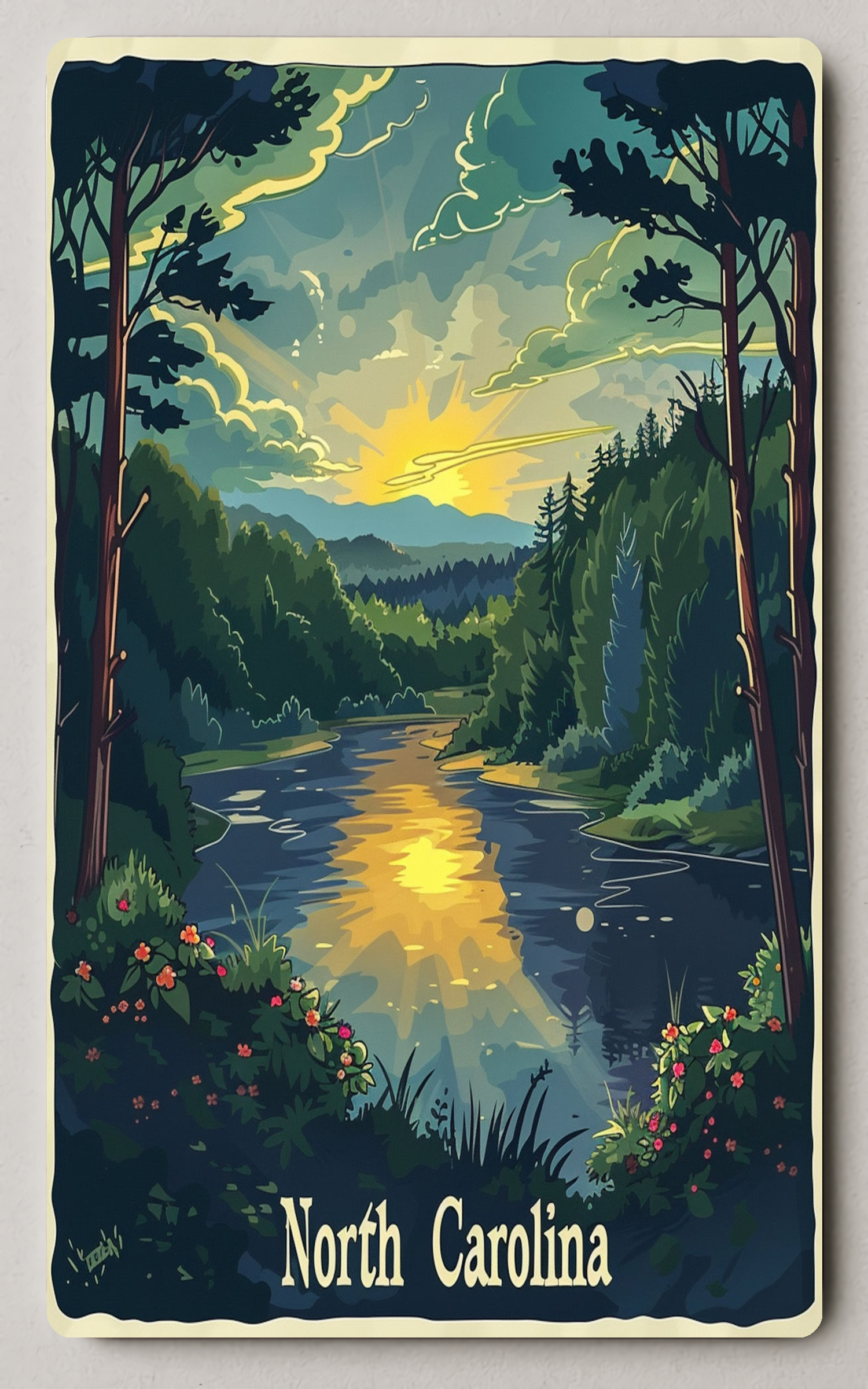 North Carolina Scenic Sunset Trading Card PosterGoat