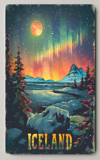 Icelandic Aurora Borealis Scenic Trading Card PosterGoat