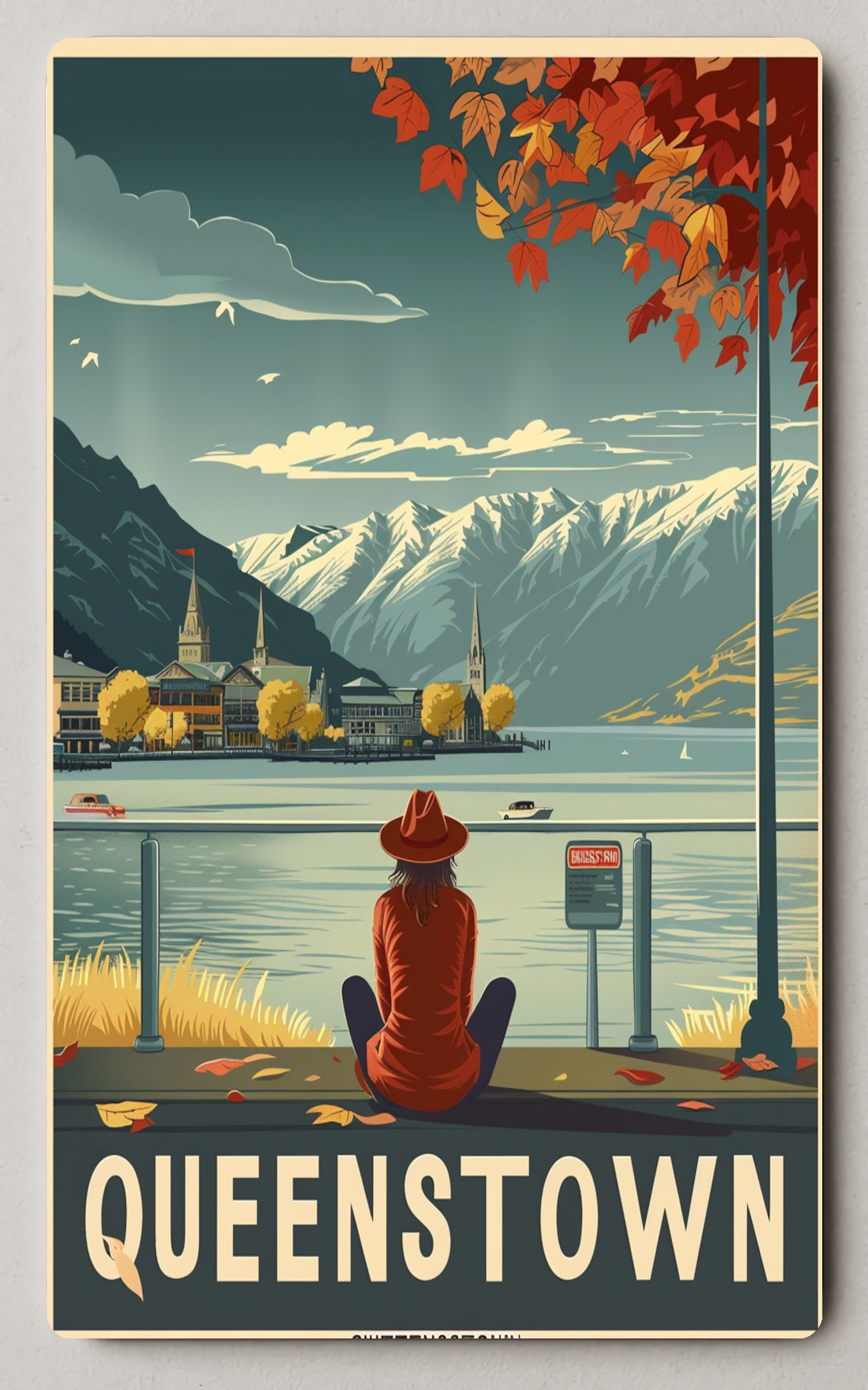 Queenstown Autumn Tranquility Scenic Trading Card PosterGoat