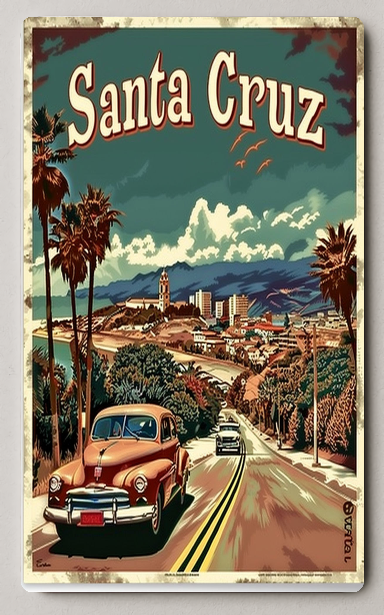 Vintage Coastal Adventure In Santa Cruz Trading Card PosterGoat
