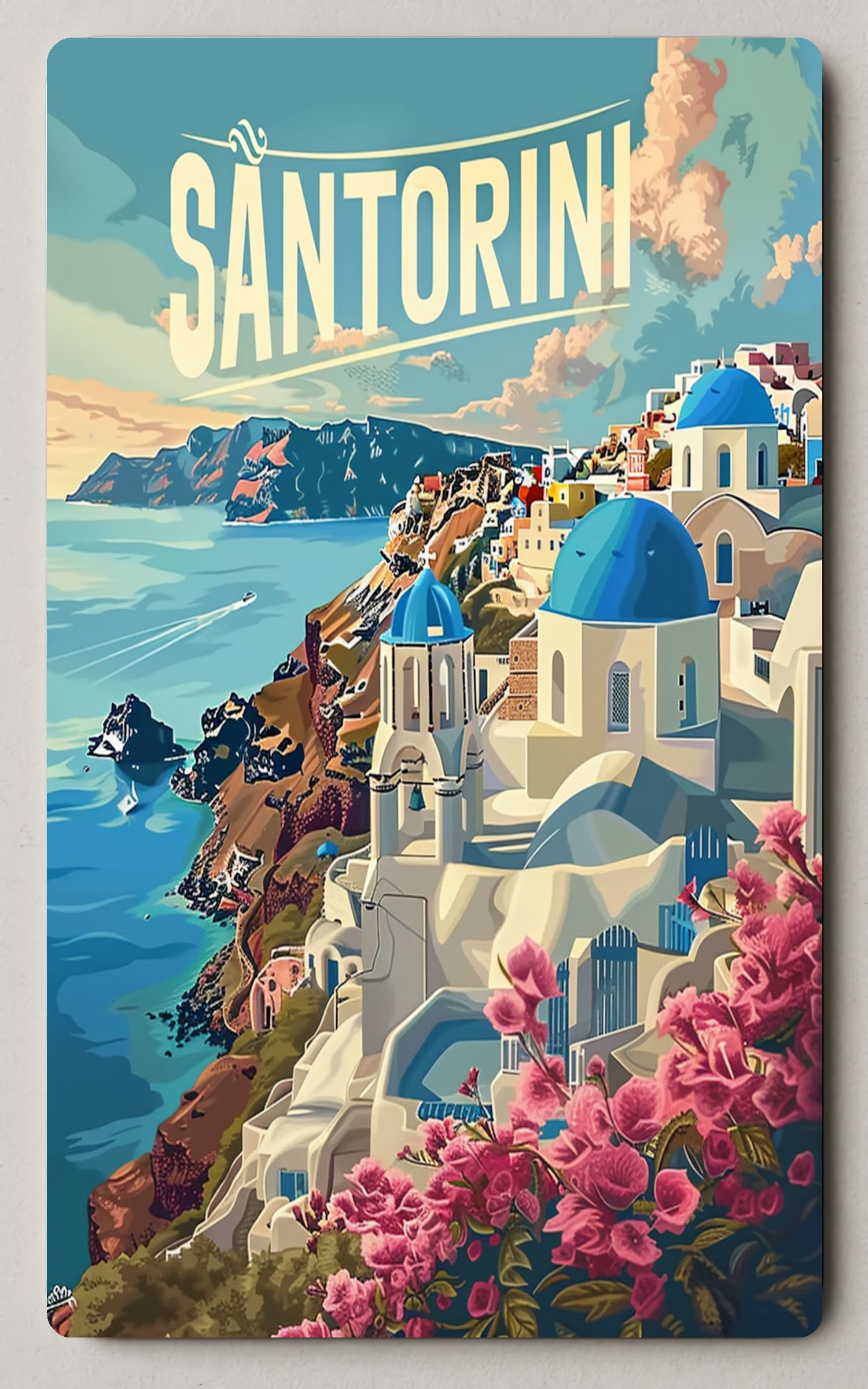 Santorini Greece Trading Card PosterGoat