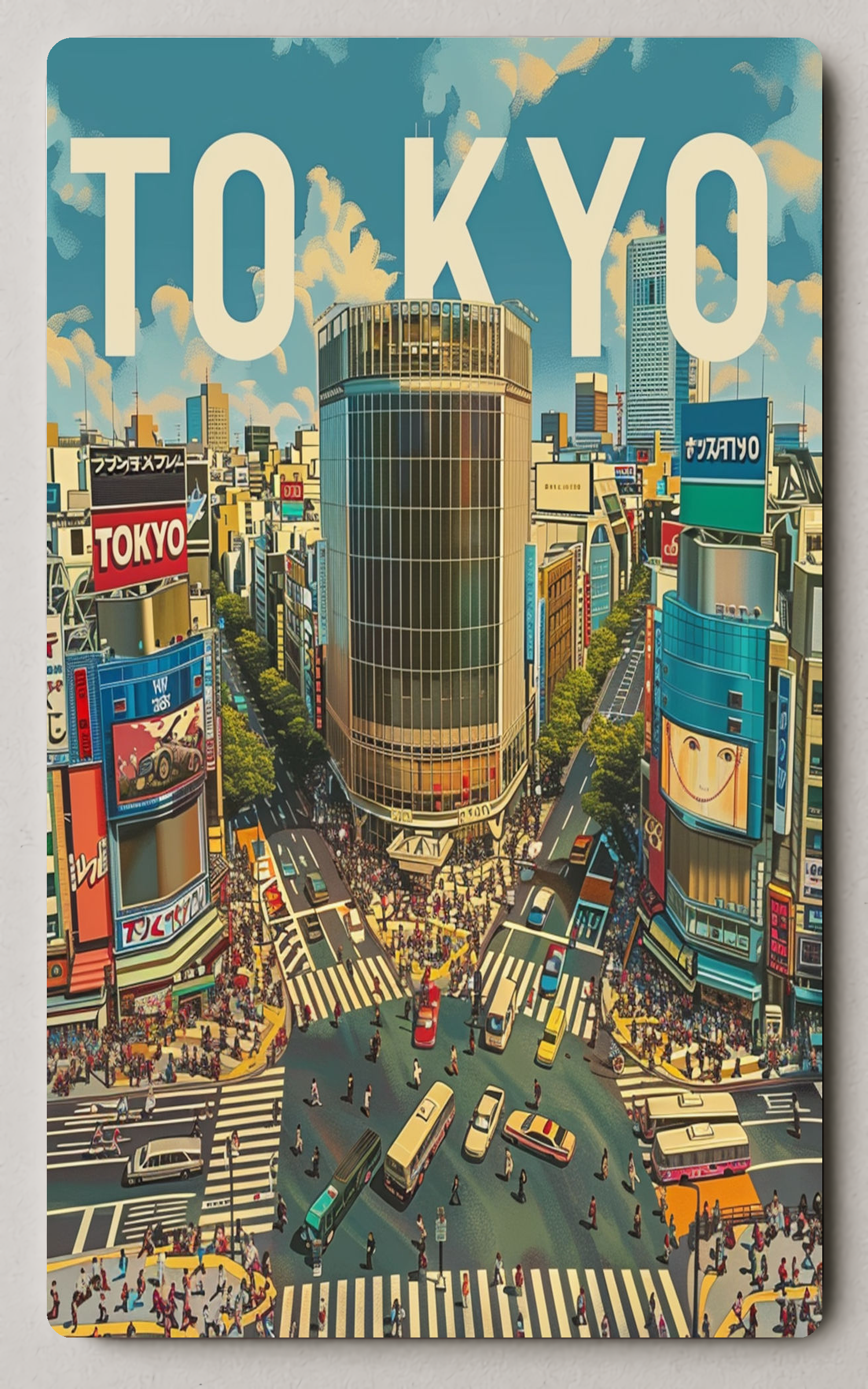 Tokyo Shibuya Crossing Vibrant Urban Cityscape Trading Card PosterGoat