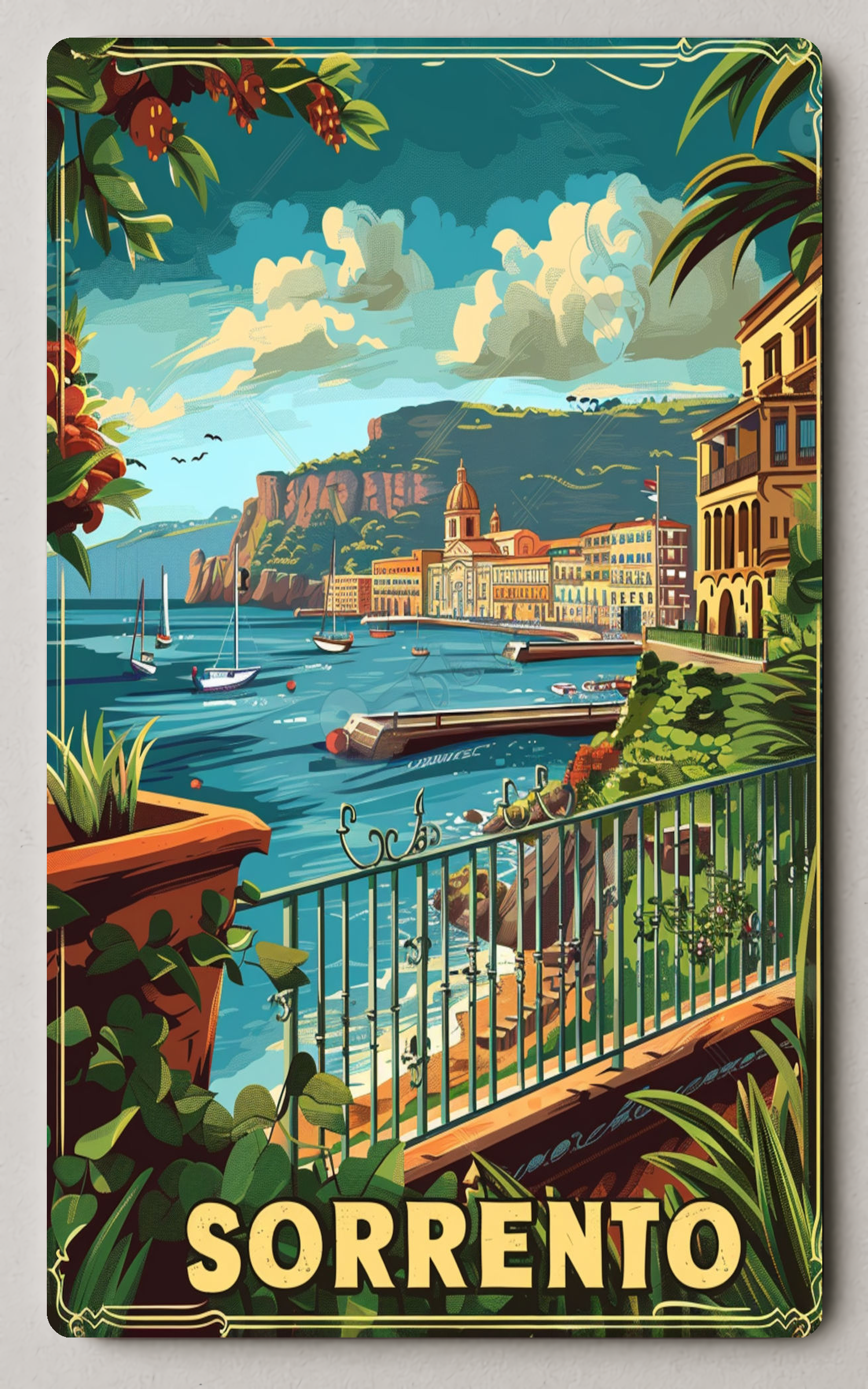 Vibrant Vintage Sorrento Illustration Trading Card PosterGoat