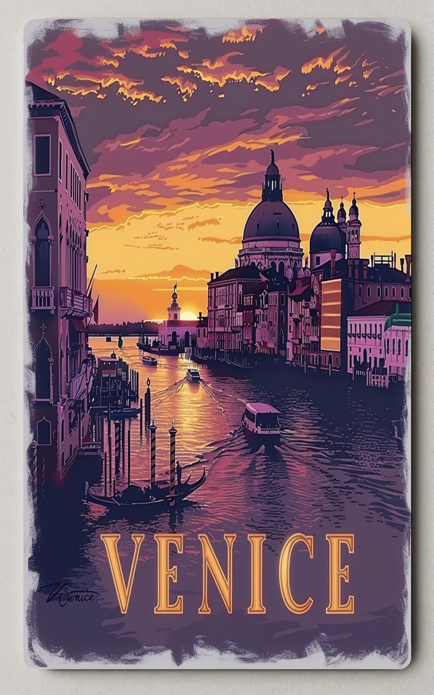 Venice Sunset Scenic Trading Card PosterGoat