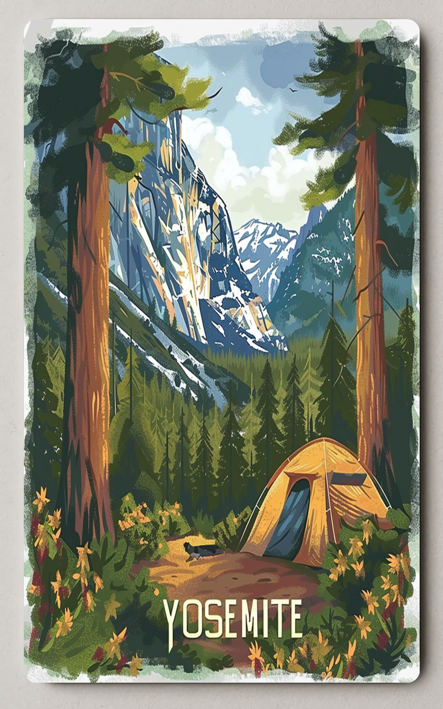 Yosemite Adventure Awaits Vintage National Park Trading Card PosterGoat
