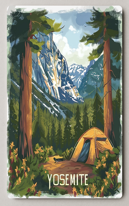 Yosemite Adventure Awaits Vintage National Park Trading Card PosterGoat
