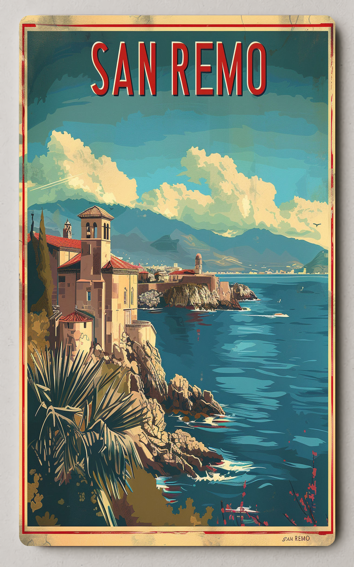 San Remo Coastal Vintage Trading Card PosterGoat