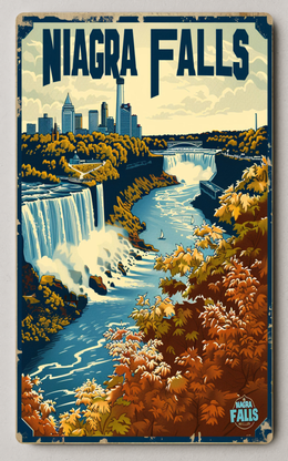 Niagara Falls Mid Century Vintage Trading Card PosterGoat