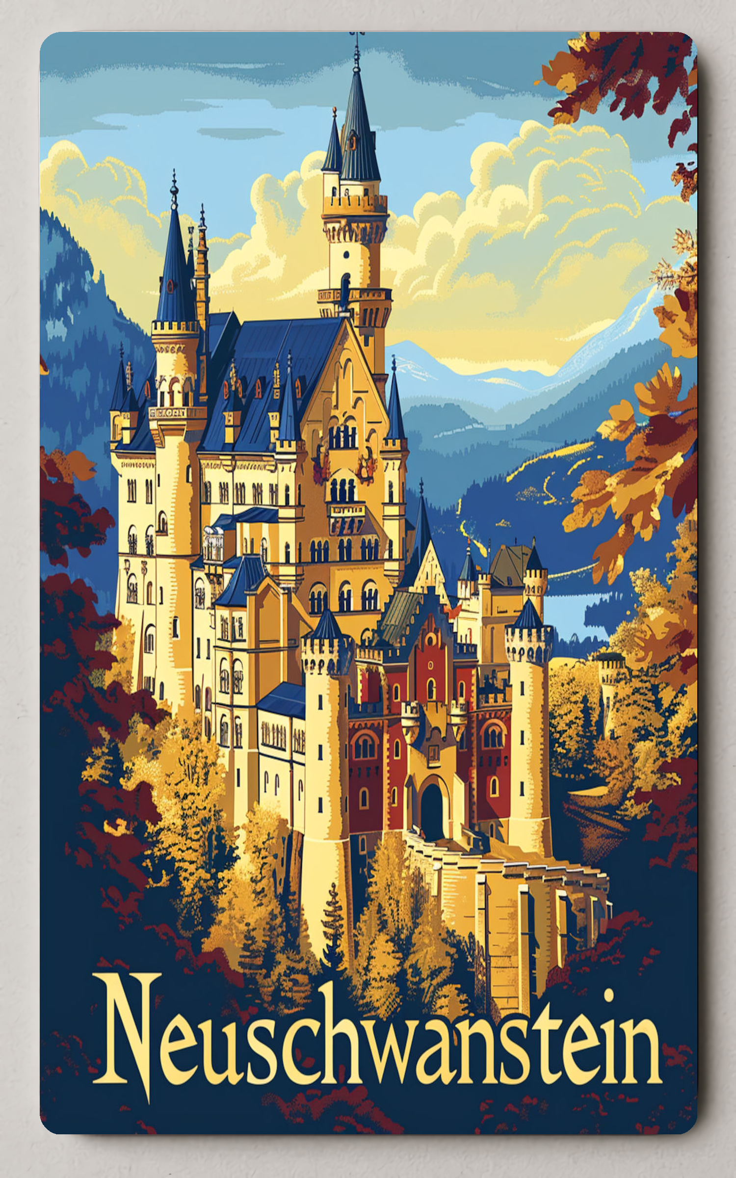 Neuschwanstein Castle Vintage Trading Card PosterGoat