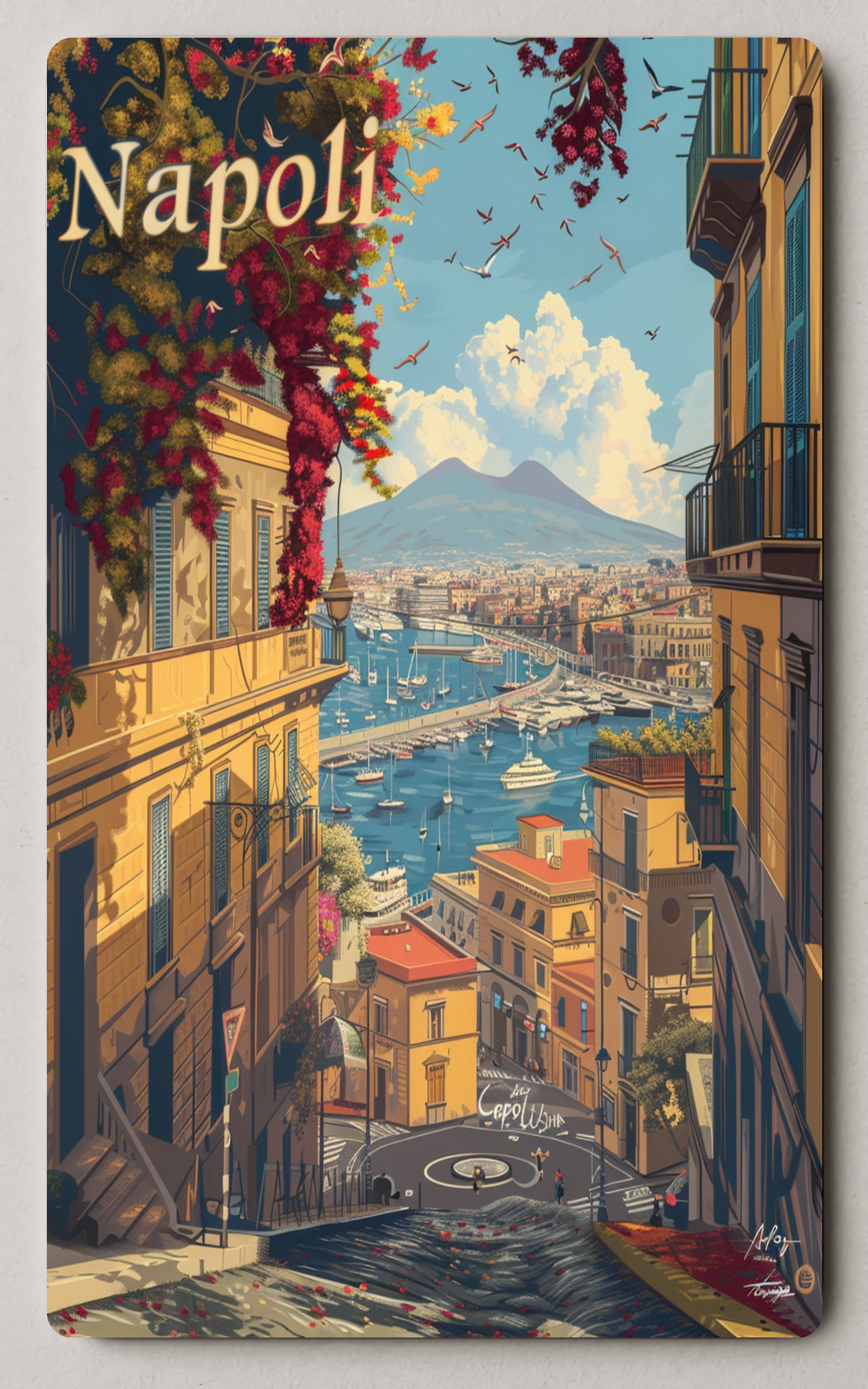 Idyllic Naples Coastal View Trading Card PosterGoat